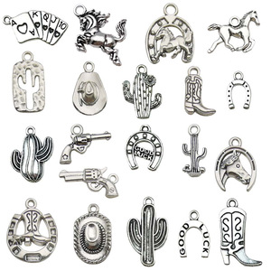 Dijes de Vaquero del Oeste de Aleación de Zinc Plateado Antiguo para Accesorios de Joyería DIY, Dijes de Moda Unisex - Product Image 5