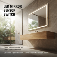 Miroir LED avec capteur tactile, interrupteur DC24V, fonction anti-buée, contrôleur de gradation à trois niveaux, intelligent, indice de protection IP54 pour miroir de salle de bain