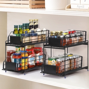 <span class=keywords><strong>Organisateur</strong></span> d'outils <span class=keywords><strong>mural</strong></span> en métal sous <span class=keywords><strong>évier</strong></span> avec tiroirs coulissants, rangement de salle de bain écologique à un seul niveau - Product Image 3