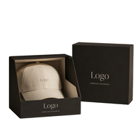 Caja de Cartón Negra de Lujo con Logotipo Personalizado, Funda Interior Inclinada, Caja de Regalo Rígida para Gorra Premium
