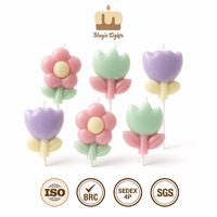 Premium 3-teiliges Blumen-Themen Kuchendekorations-Set Niedliche Tulpen- und Gänseblümchen-förmige Dessert-Topper für Geburtstagsfeiern