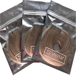 Hot Sale Matte Black Metallic Plastic Zipper Bags For Human Hair Extensions Bundles