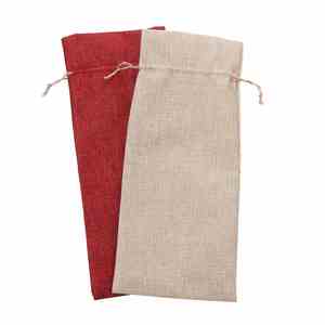 ถุงของขวัญผ้ากระสอบป่านแบบมีเชือกผูกสำหรับใส่ขวดไวน์  พร้อมลายพิมพ์ซับลิเมชั่น สำหรับตกแต่งคริสต์มาส - Product Image 4