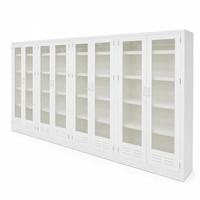 Armoire de rangement de laboratoire en acier blanc de haute qualité, mobilier de laboratoire professionnel avec 4 portes vitrées pour laboratoire universitaire
