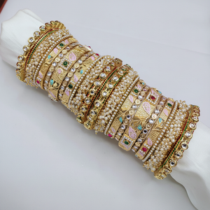 Beautiful Kundan Meenakari and Pearl <b>Bangles</b> <b>Set</b> Designer Glam Finish Jewelry Ideal for Weddings, Parties and Festivals - Product Image 2