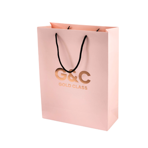 Benutzer definierte Marke Logo Luxus Hot Foil Stamp ing Goldenes Logo Rosa Geschenk Papiertüte Bolasas <span class=keywords><strong>de</strong></span> Papel Einkaufstasche mit Griff - Product Image 2