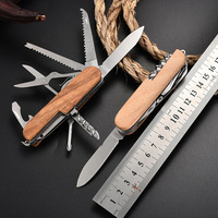 Outdoor Multifunctionele Houten Handvat Vouwmes Draagbaar Fruitmes Outdoor Camping Tool