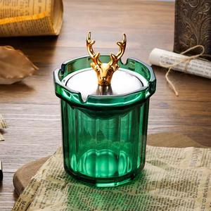 Cendrier entonnoir personnalisé en verre cristal avec couvercle Cigarettes à cigares support octogonal bureau maison bureau cendrier de table pour cadeaux - Product Image 4