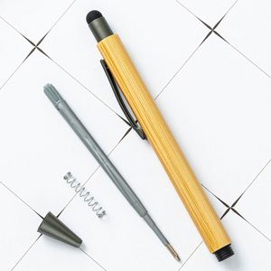Stylos à bille promotionnels en bambou, gravure laser du logo, fonction tactile, vente en gros - Product Image 4