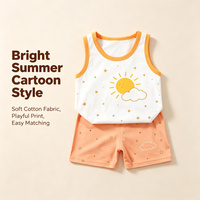 Ensemble bébé 2 pièces sans manches en coton respirant, 100 % coton, unisexe, motif personnalisé, style coréen, été, pour enfants