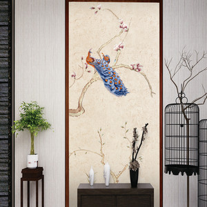 Mural de Pared Bordado Personalizado sin Costuras, Motivo Floral de Aves, Estilo Chino, Decoración del Hogar, Rectangular, Tela de Poliéster No Tejida - Product Image 4