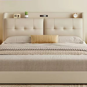 Cadre de <span class=keywords><strong>lit</strong></span> moderne en bois massif, taille king, queen, full, <span class=keywords><strong>lit</strong></span> double rembourré en tissu doux avec table de chevet - Product Image 1