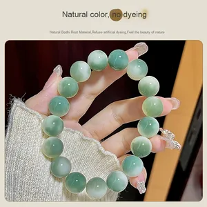 สร้อยข้อมือลูกปัดหินสีเขียวธรรมชาติสำหรับผู้ชายและผู้หญิง - Product Image 3