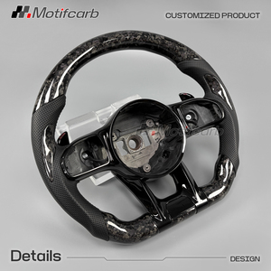 Volant personnalisé en fibre de carbone forgée noire pour Mercedes-Benz, style AMG, 2018-2023 W167 W205 W213 GT 63 Classe C GLA - Product Image 3