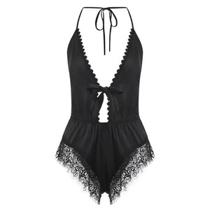 Body en dentelle sexy pour lingerie érotique de nuit, chemise de nuit séduisante et alléchante, chemise de nuit à col halter retenue et séduisante de qqny - Product Image 5