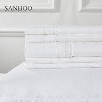 Parure de draps SANHOO Royal Hotel, couleur unie, 400 fils, 5 pièces, 100 % coton satiné, draps pour lit king-size
