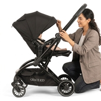Poussette XCD de luxe 4-en-1 en alliage d'aluminium rose, style français, pliable et compacte, siège auto, 20 kg, 0-3 ans