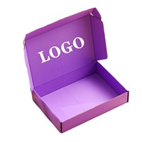 Échantillon gratuit Logo Cajas Rose De Regalo Violet Couleur Cosmétique Ondulé Emballage Boîte Postale Boîtes D'expédition Boîte De Papier