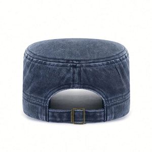 2025 New Arrival Faded Cotton <b>Flat</b> Top Camp <b>Cap</b> Breathable Outdoor Sun Hat Two Tone Sports <b>Cap</b> for <b>Men</b> - Product Image 4