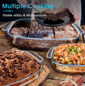 จานอบแก้วรูปไข่พร้อมที่ใส่ฉนวน-เก็บอาหารให้ร้อน/เย็นสำหรับปิกนิกปาร์ตี้และอาหารที่วางบนโต๊ะในเตาอบ - Product Image 4