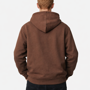 <span class=keywords><strong>Felpa</strong></span> <span class=keywords><strong>con</strong></span> Cappuccio Invernale <span class=keywords><strong>Marrone</strong></span> 100% Cotone Traspirante di Alta Qualità <span class=keywords><strong>con</strong></span> Zip e Ricamo 3D Oversize per Uomo dal Produttore - Product Image 2