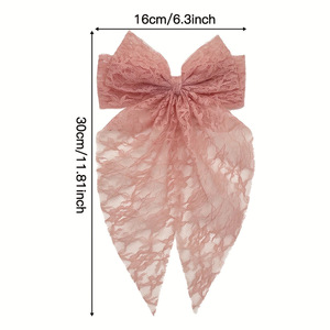 Barrettes à <span class=keywords><strong>cheveux</strong></span> élégantes en dentelle avec grand nœud, pinces à <span class=keywords><strong>cheveux</strong></span> à long ruban, pinces à <span class=keywords><strong>queue</strong></span> <span class=keywords><strong>de</strong></span> <span class=keywords><strong>cheval</strong></span> mignonnes et douces pour femmes, accessoires capillaires en gros - Product Image 4