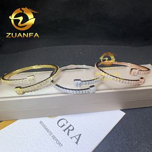 Fashion produk baru perhiasan Pria 925 perak Iced Out Hip Hop perhiasan VVS1 Baguette Moissanite gelang berlian gelang pria - Product Image 5