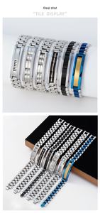 Moda özel logo marka kişiselleştirilmiş iş tarzı kayış zinciri paslanmaz çelik erkek bilezik - Product Image 5