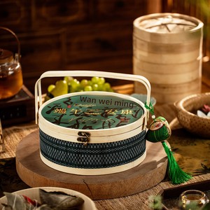 Boîtes cadeaux personnalisées en bois, boîtes rondes en bambou tressé pour le Festival du <span class=keywords><strong>Bateau</strong></span> Dragon, vente en gros - Product Image 2