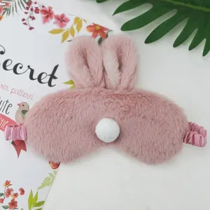 Cute Sleeping Eyemask Black Rabbit Animal Cartoon Style Silk Feeling Plush Bunny Eye-Shade Cover Blinder