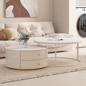 Tavolino da Caffè Moderno di Lusso con Piano in Marmo Bianco e Base in Metallo Dorato, Stile Nordico, per Camera da Letto e Soggiorno - Product Image 5