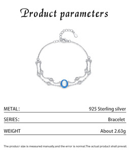 S925 Silver Opal <b>Bracelet</b> With Round Diamonds Rhodium Plated Chain Link Women's Classic Everyday Wear Jewelry - Product Image 2