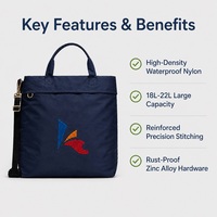 Sac fourre-tout classique robuste de grande capacité 20L, base renforcée en nylon 100% recyclé, boucle robuste, double couche