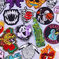DIY Horror Movie Embroidered Patches Rock Anime Patches on Clothes Skull  Iron on Patch for Clothing Lips Skeleton Badges Sticker