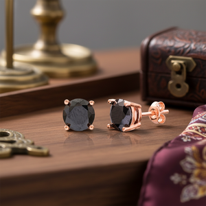ต่างหูสตั๊ดเพชร zircon สีดำ turksih แฮนด์เมด925เครื่องประดับเงินสเตอร์ลิง - Product Image 3