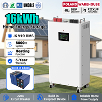 Batería Lifepo4 de 16 kWh, 48 V, 51.2 V, con BMS JK V19, Calefacción y Ruedas, para Banco de Energía Móvil Doméstico, Envío DDP desde la UE