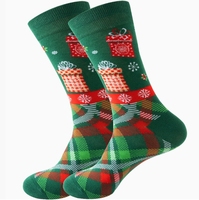 Chaussettes de Noël pour hommes, chaussettes amusantes et joyeuses, chaussettes de vacances folles, chaussettes en jacquard respirantes en coton d'hiver pour Noël