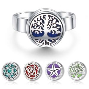 Anillo Difusor de Aromaterapia de Acero Inoxidable y Titanio, Resistente a la Decoloración, con Diseño de Árbol de la Vida, para Mujer - Product Image 2