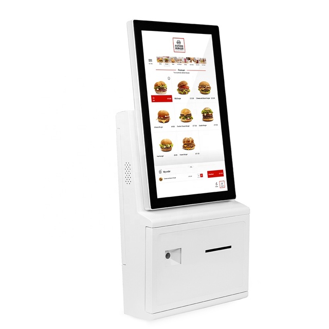 Coffee Shop Self-service Kiosk POS Terminal 15.6 Inch Touch Screen with SDK and Barcode Reader Android 11 Floor Standing