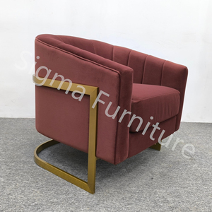 Sigma Nhà Máy Trực Tiếp Hot Bán Sang Trọng Rượu Vang Nhung Đỏ Bọc Giải Trí Cao End Accent Ghế Phòng Khách Ghế Với Cánh Tay - Product Image 4