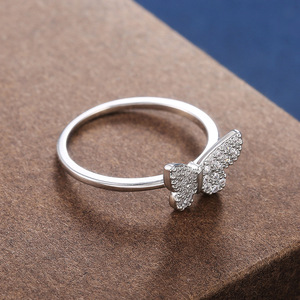 Micro Pave Zircon Butterfly Women Ring Unique Classic Design Daily Stackable All-match Finger Jewelry Gift - Product Image 5