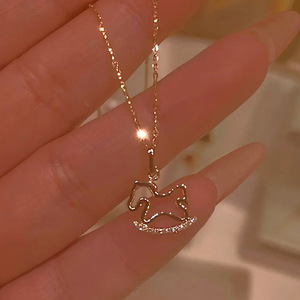 Colliers pendentifs carrousel en strass <span class=keywords><strong>à</strong></span> thème contes de fées pour femmes et filles, <span class=keywords><strong>bijoux</strong></span> créatifs avec chaîne de clavicule, accessoires quotidiens - Product Image 2