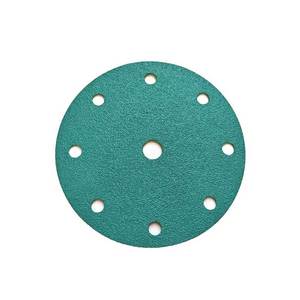 100 unidades de discos abrasivos de película de circonio verde de 6 pulgadas (150 mm) con 9 agujeros para pulido, papel de <span class=keywords><strong>lija</strong></span> al por mayor P240 verde para desbaste - Product Image 5