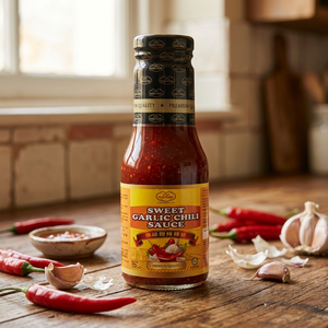 Man Fook Fragrant Spicy Garlic Chili <b>Sauce</b> Halal Vegan 300gm X24 in Kosher Certified Carton Packaging - Product Image 2