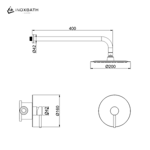 Ensemble de robinet de douche mural en acier inoxydable noir de 8 à 12 pouces brossé mitigeur de pulvérisation de pluie en céramique pour hôtel Apatment - Product Image 6