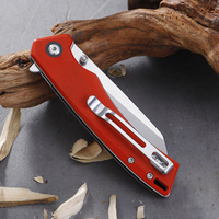 Couteau pliant en acier inoxydable 9Cr18Mov avec manche en G10 rouge, roulement à billes, verrouillage Liner Lock, OEM, pour activités de plein air, camping et randonnée