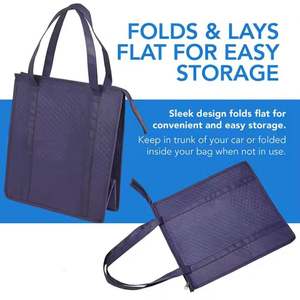 Custom Navy Blue Blank Non Woven Portable Insulated Lunch Bag for <b>Food</b> Reusable Thermal Insulation Tote Keep Warm <b>Cooler</b> Handbag - Product Image 5