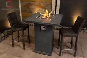 CHARM GARDEN Choix de l'architect - <span class=keywords><strong>Table</strong></span> de foyer extérieur portable en béton au gaz, style moderne, avec chauffage 65000 BTU - Product Image 4