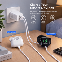 Pengisi Daya Dinding USB 5V 2.4A Dua Port USB-A 12W Pengisi Daya Cepat dengan Perlindungan QC3.0 OTP/OVP/Gan untuk Earbud TWS untuk Speaker