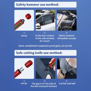 Marteau de sécurité 3-en-1 pour <span class=keywords><strong>voiture</strong></span>, coupe-ceinture, plaque d'immatriculation temporaire, kit d'urgence en alliage d'aluminium, brise-vitre - Product Image 4